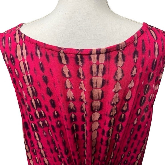 Soft Surroundings Tie Dye Flowy Dress Sz 3X 100% Rayon Asymmetrical Cinched Back - Picture 9 of 13